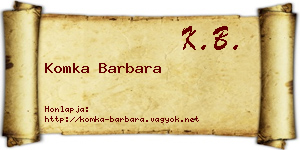 Komka Barbara névjegykártya